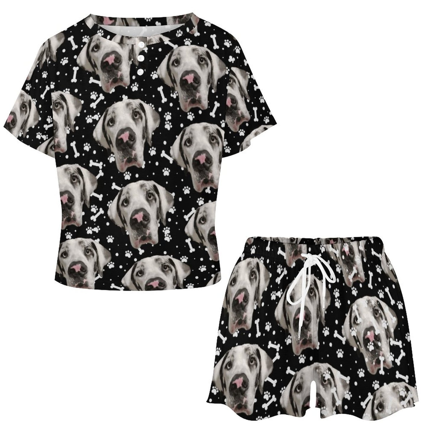 FACE w PAWS-n-BONES Short Sleeve Loungewear Set