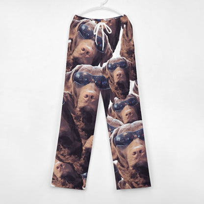 FOXY LADY _ LAB _ COLLAGE FACE DESIGN -Women's Home Pajamas Pants