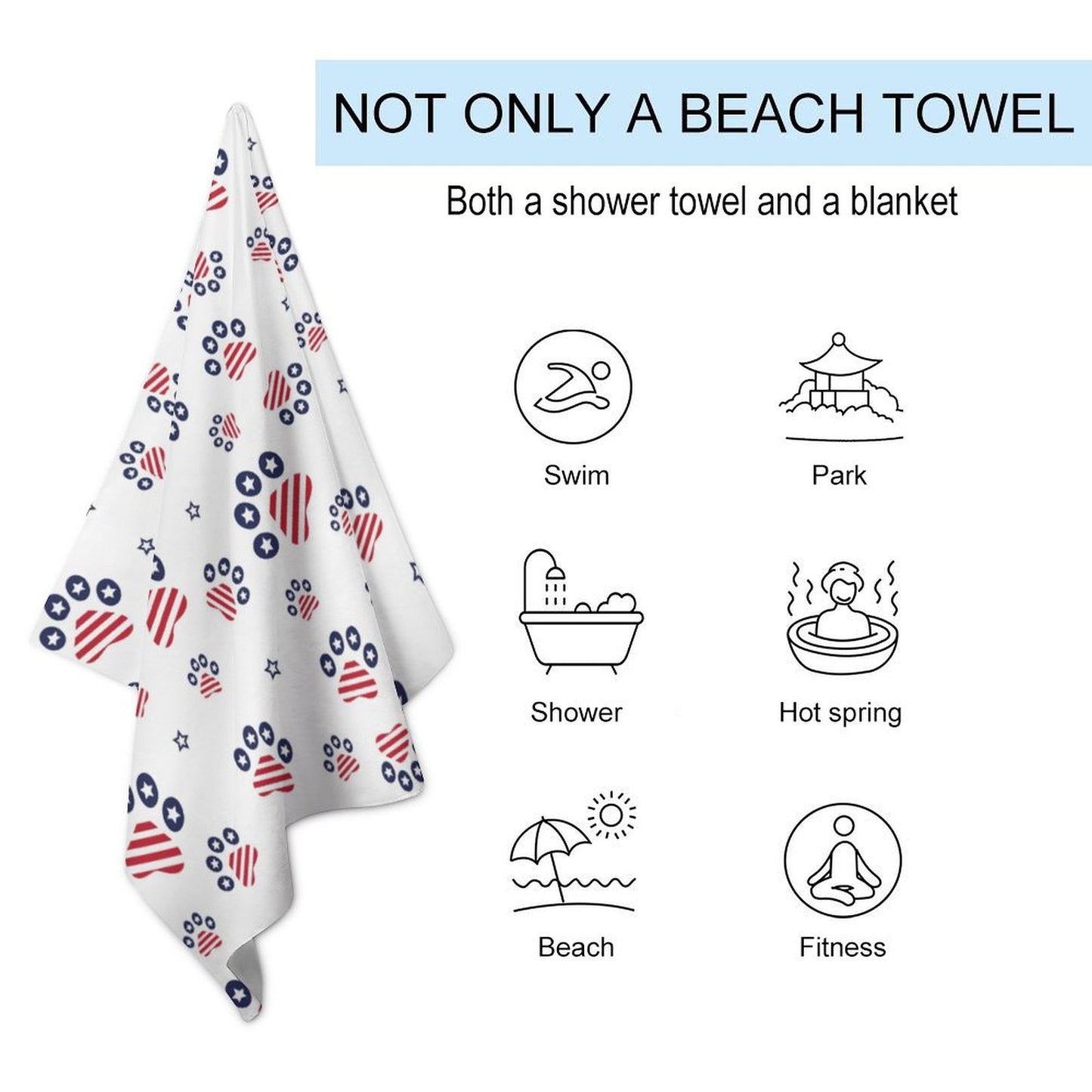 PATRIOTIC - PAWS-N-STARS Beach Towel for Adults