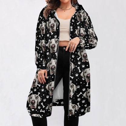 FACE w PAWS-n-BONES Zipper Long Sleeve Hoodie