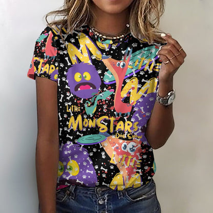 LITTLE MONSTERS  Ladies T-Shirts Cotton ay001 (All-Over Printing )
