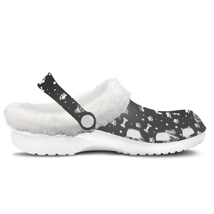 FACE w PAWS-n-BONES Fuzzy SLIP ON SHOES