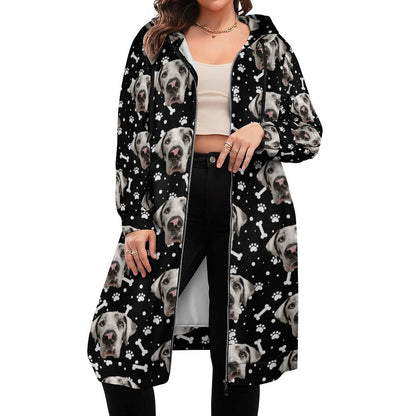 FACE w PAWS-n-BONES Zipper Long Sleeve Hoodie