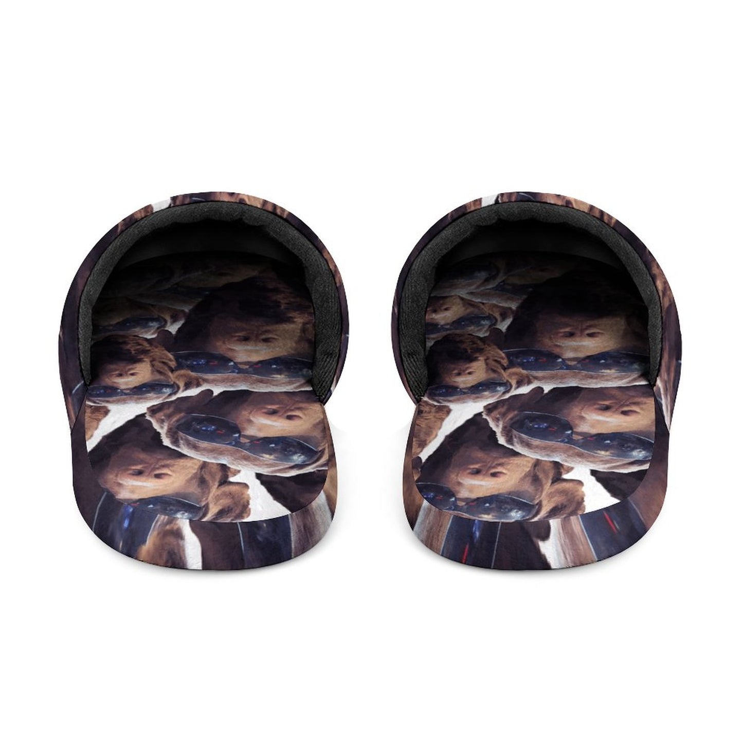 FOXY LADY _ LAB _ COLLAGE FACE DESIGN - Flannel Men's Cotton Slippers