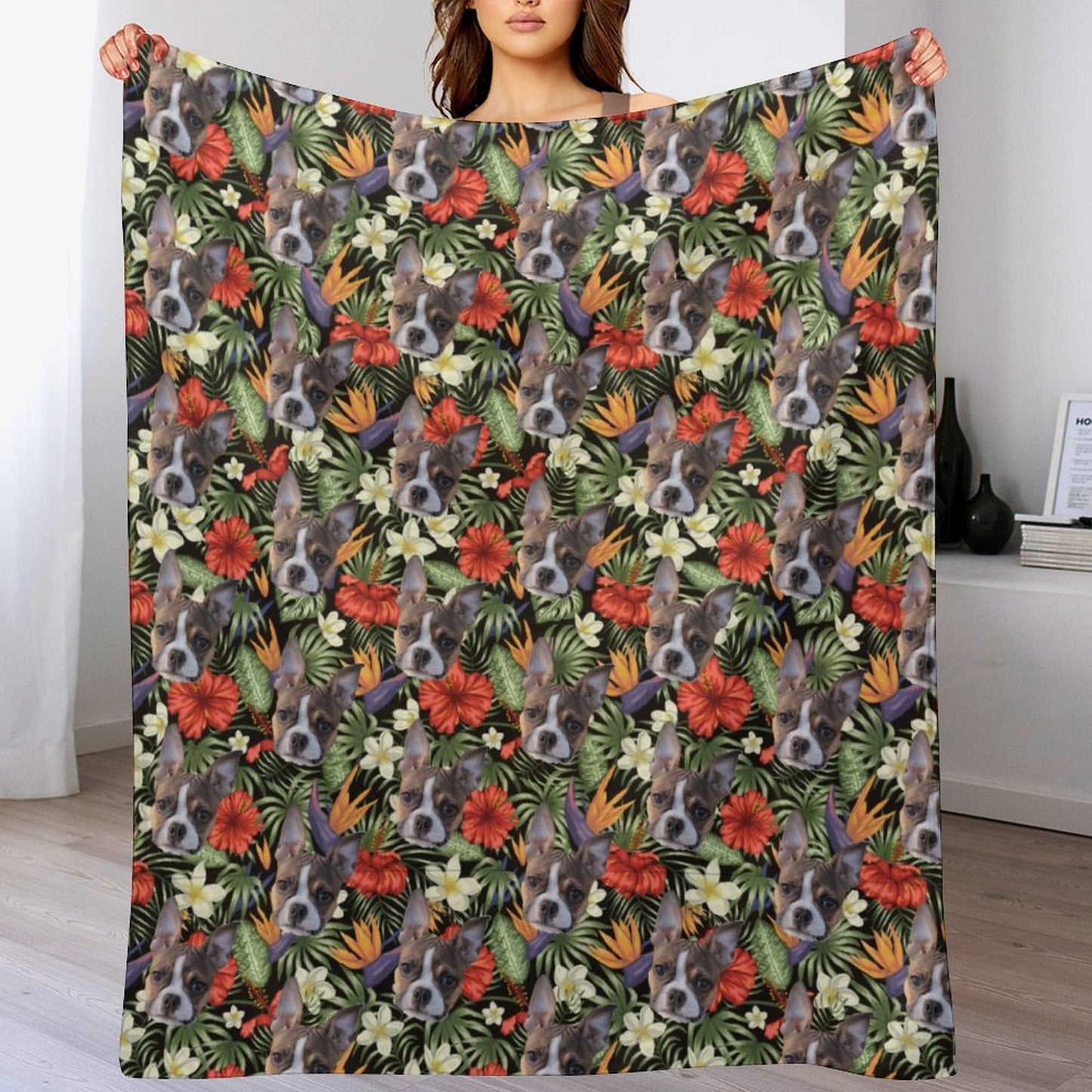 HAWAIIAN STYLE FACE -  Flannel Throw Blanket-60"x80"