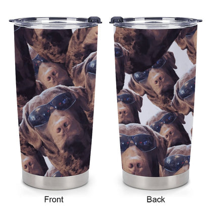 FOXY LADY _ LAB _ COLLAGE FACE DESIGN -Car Travel Coffee Mug with Lid