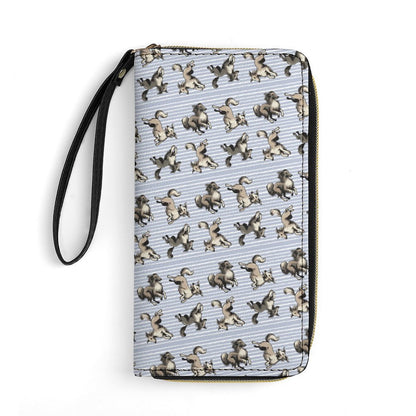 WINDSPRITE  - Silken Windhound  Pattern  Leather Wallet with Wristlet Strap