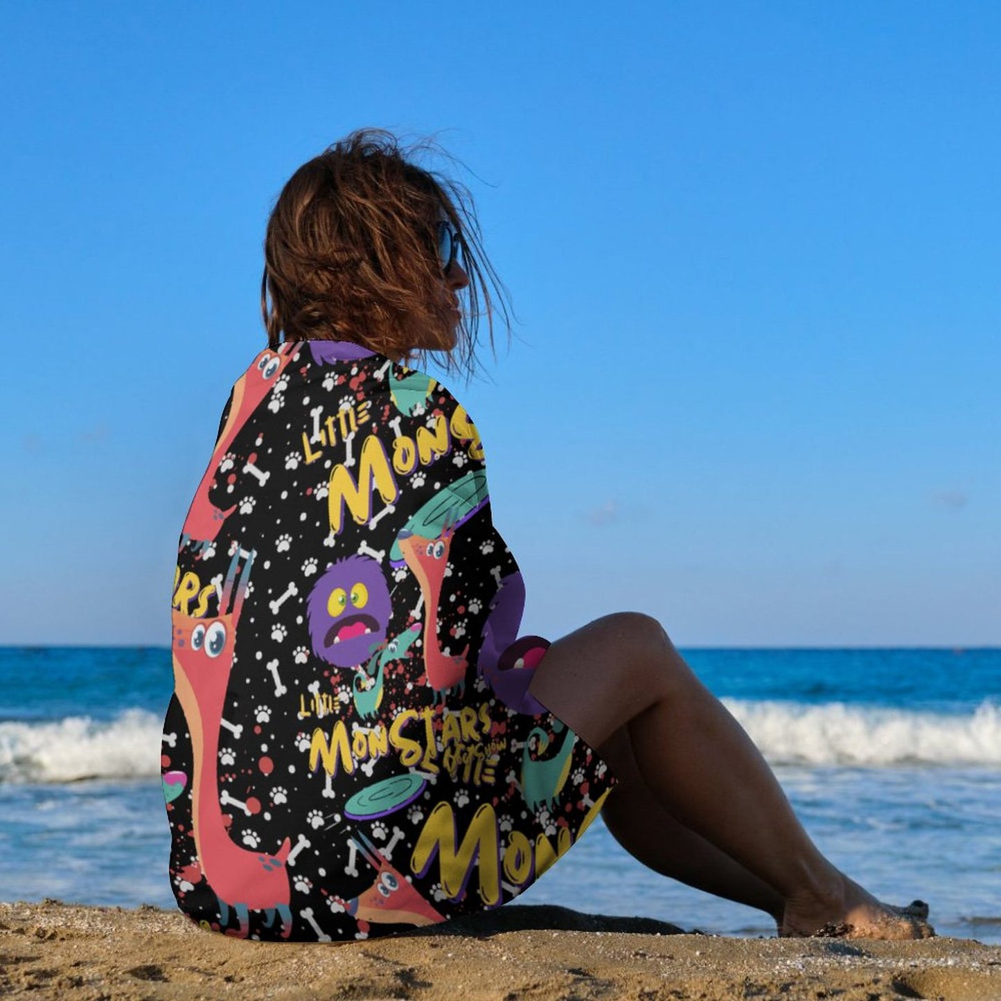 LITTLE MONSTERS Beach Towel for Adults (All-Over Printing)