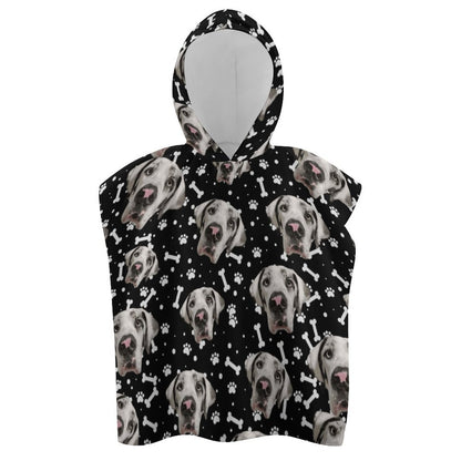 FACE w PAWS-n-BONES YOUTH Hooded Towel for Kids