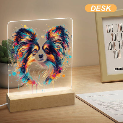 PAPILLON PAINT SPLATTER  Acrylic Night Light with Wooden Base