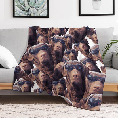 FOXY LADY _ LAB _ COLLAGE FACE DESIGN -Flannel Throw Blanket-60"x80"