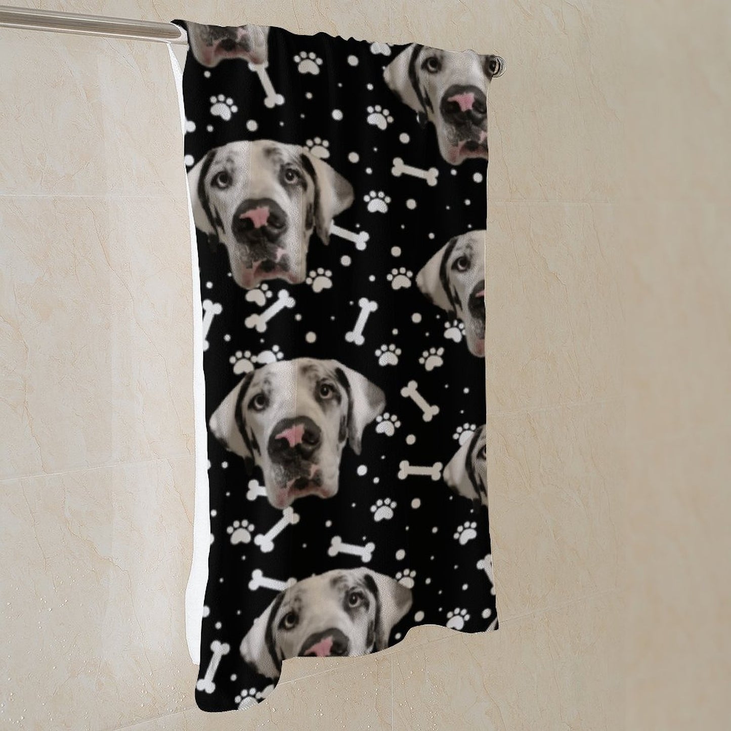 FACE w PAWS-n-BONES  Bath Towel 70x140