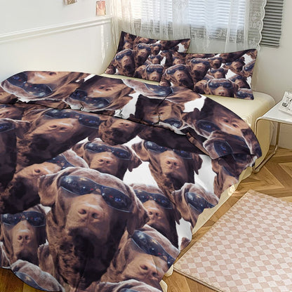 FOXY LADY _ LAB _ COLLAGE FACE DESIGN - 3-Piece Bedding Set-86"×70"/ 218×177cm (Dual-sidede Printing)