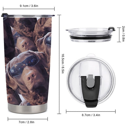 FOXY LADY _ LAB _ COLLAGE FACE DESIGN -Car Travel Coffee Mug with Lid