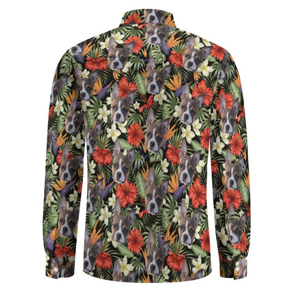 HAWAIIAN STYLE FACE - Men's Long Sleeve Shirt with Pocket