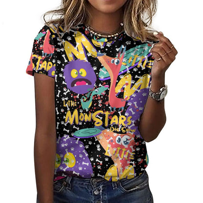 LITTLE MONSTERS  Ladies T-Shirts Cotton ay001 (All-Over Printing )