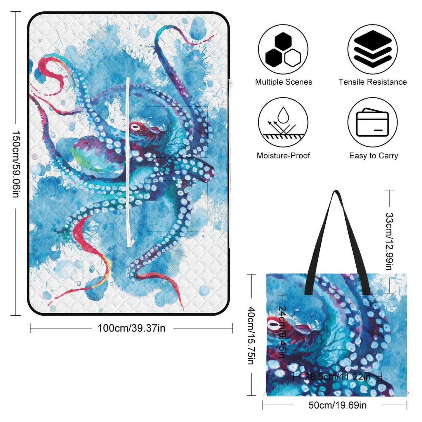 Zipper Foldable Picnic Mat-59"x39"/150x100cm