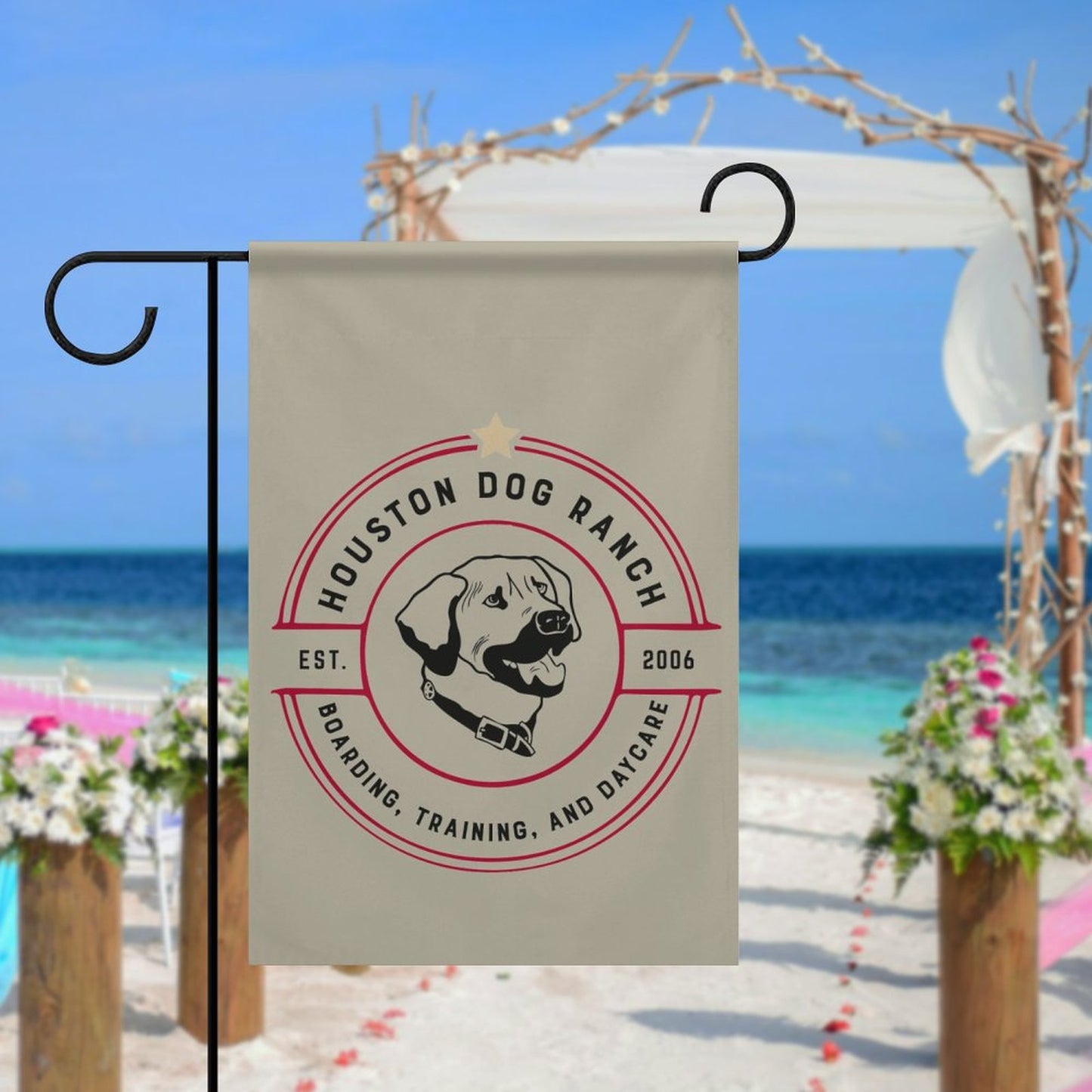 HOUSTON DOG RANCH  Garden Flag (2 Pics on 2 Sides)-12"x18"