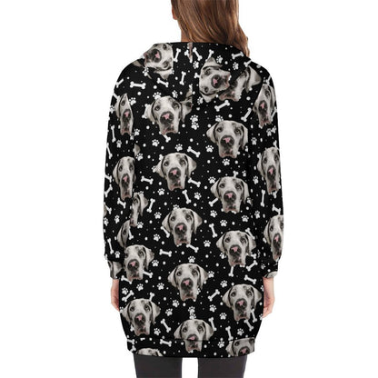 FACE w PAWS-n-BONES Zipper Long Sleeve Hoodie