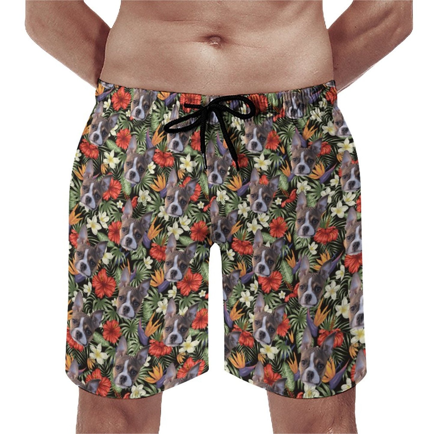 HAWAIIAN STYLE FACE - Men's Beach Shorts with Pockets