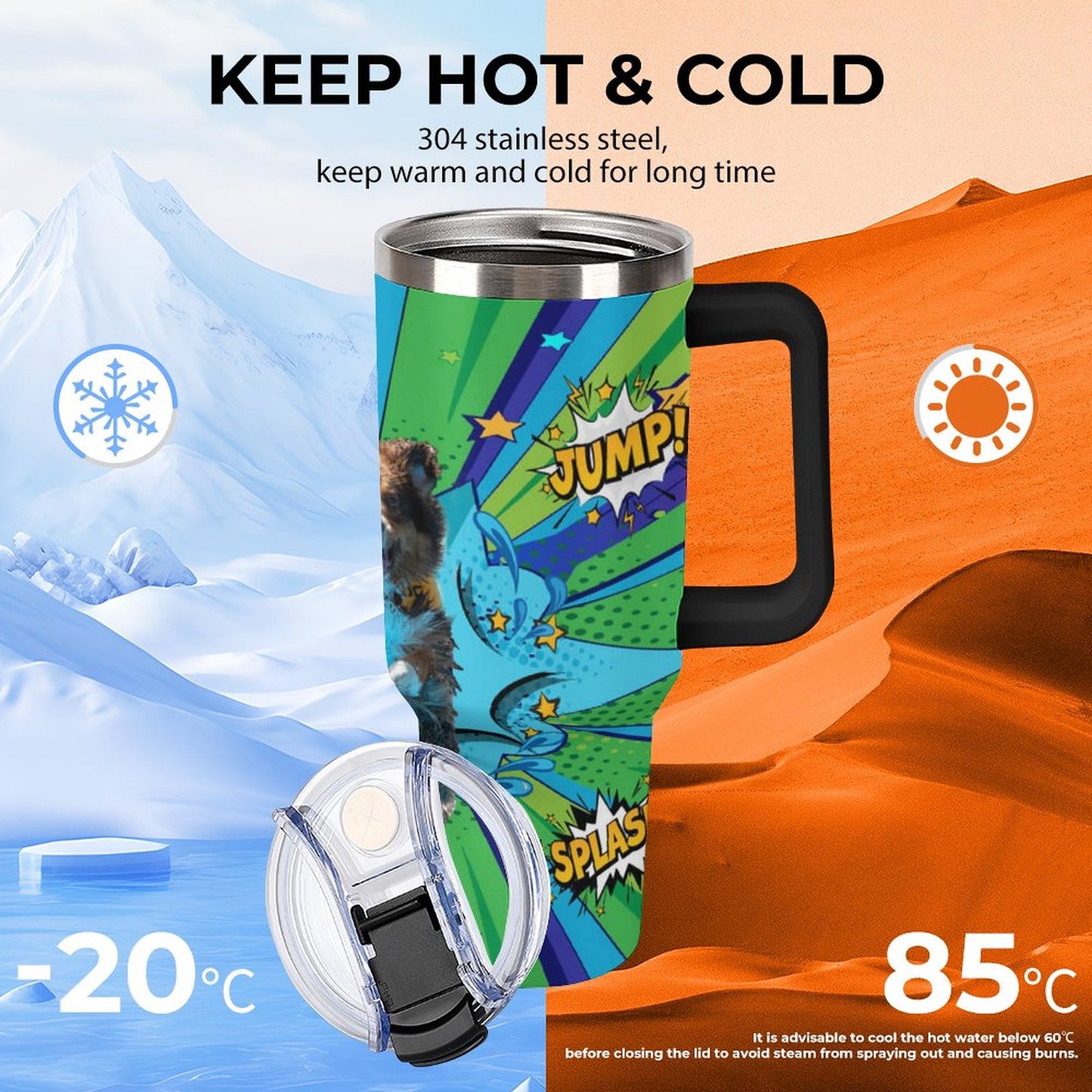 mUrphy 40oz Insulated Tumbler with Handle and Straw