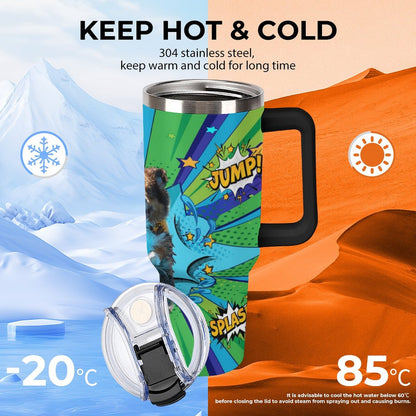 mUrphy 40oz Insulated Tumbler with Handle and Straw