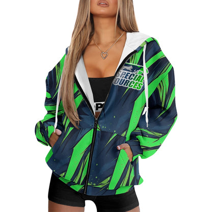 Ladies loose zipper sweatshirt