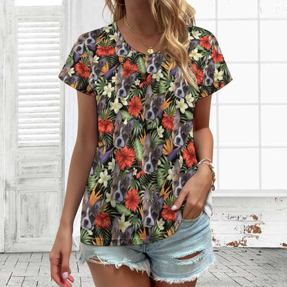 HAWAIIAN STYLE FACE - V-neck Short Sleeve T-Shirt