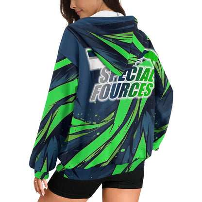 Ladies loose zipper sweatshirt