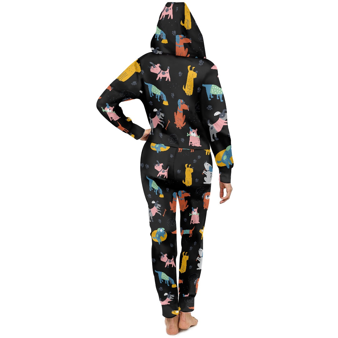 Women's hooded long sleeve jumpsuit
