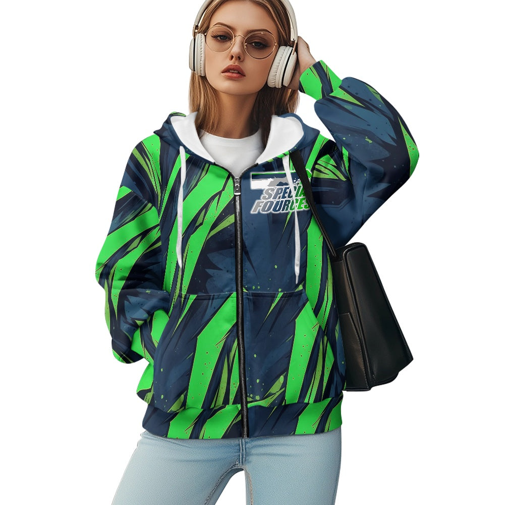 Ladies loose zipper sweatshirt