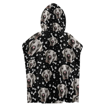 FACE w PAWS-n-BONES YOUTH Hooded Towel for Kids