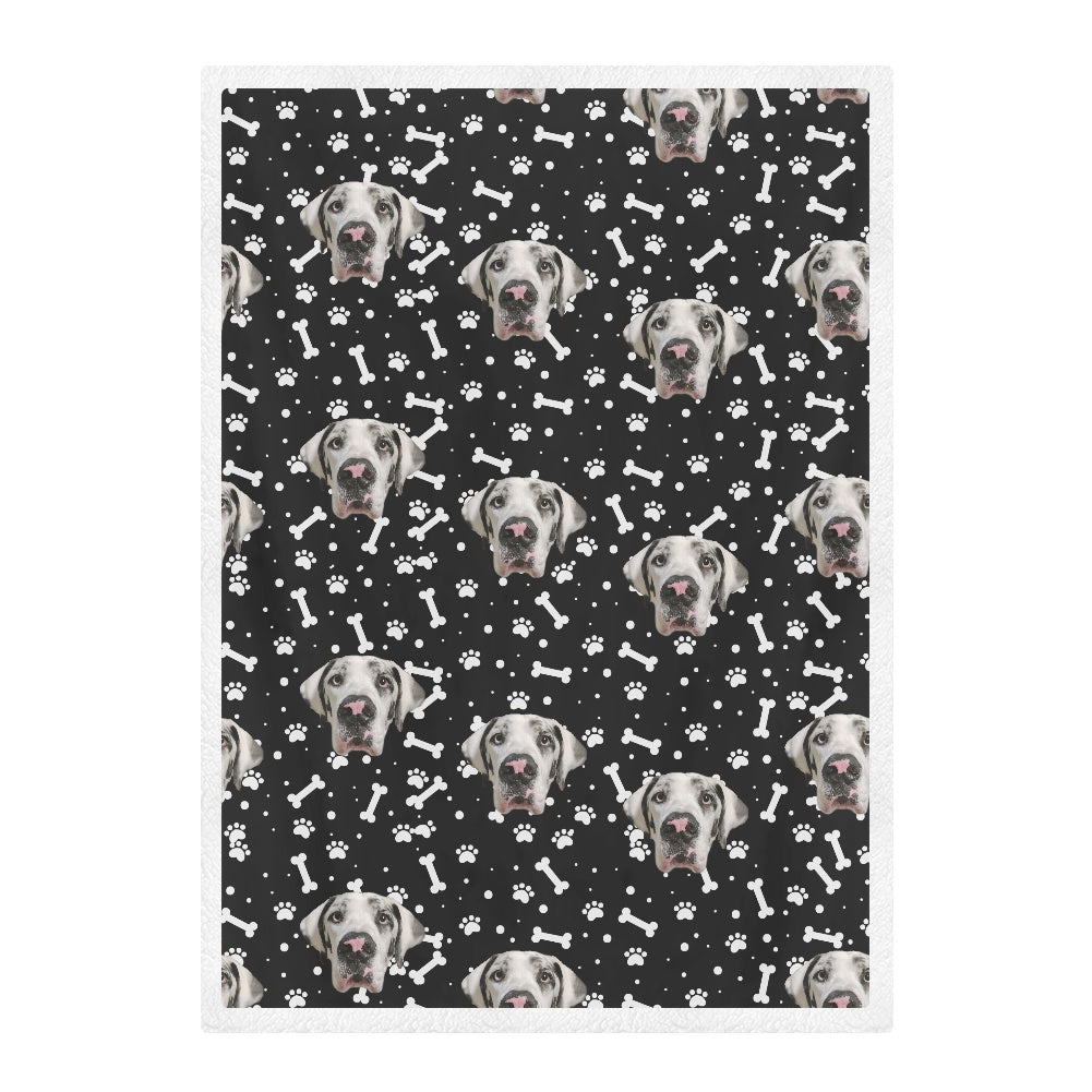 FACE w PAWS-n-BONES Fuzzy Blanket