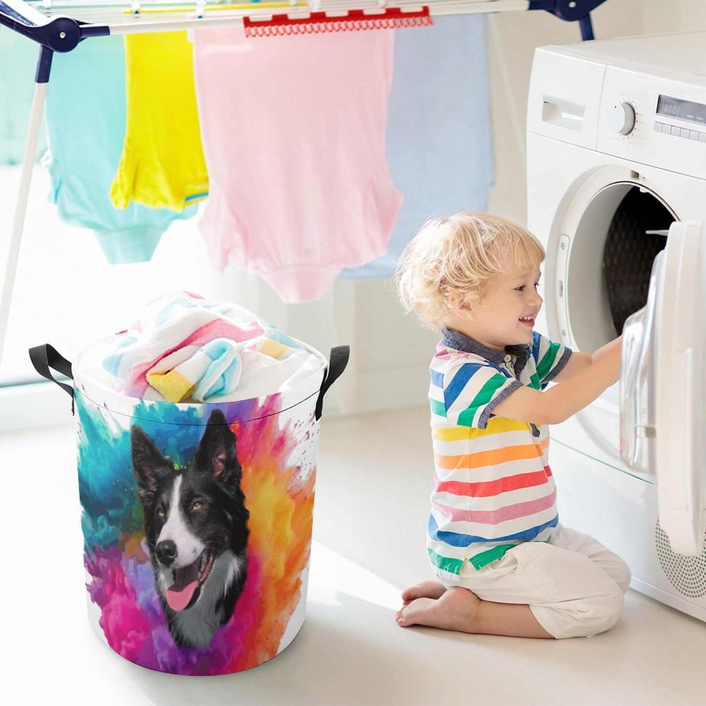 Drawstring collapsible Laundry Basket