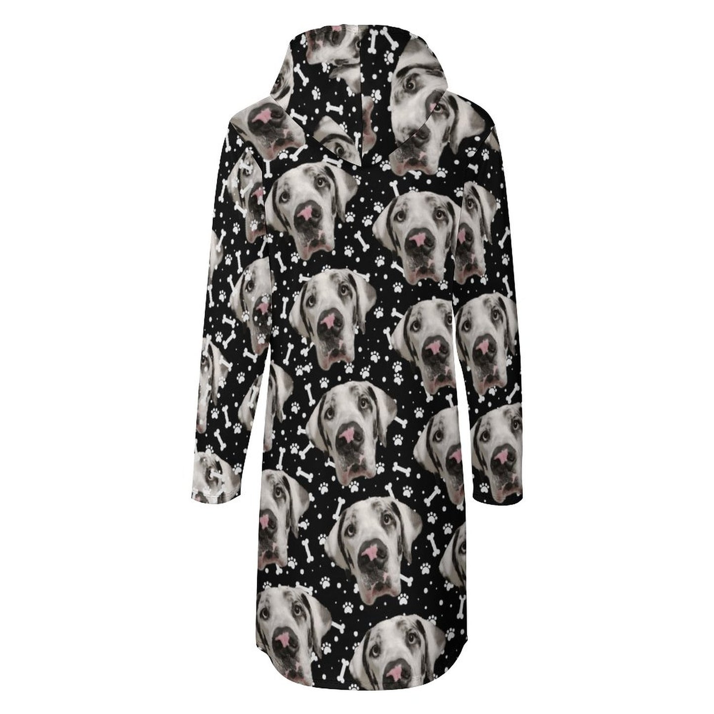 FACE w PAWS-n-BONES  Long Sleeve Hoodie Dress