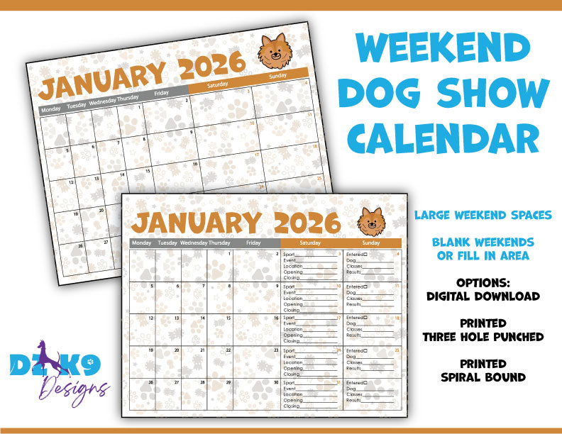 WEEKEND DOG SHOW CALENDAR