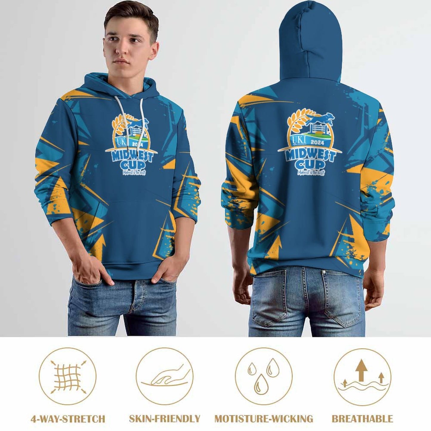230gsm Men's Cool Hoodie with Double-layer Cap (All-Over Printing)