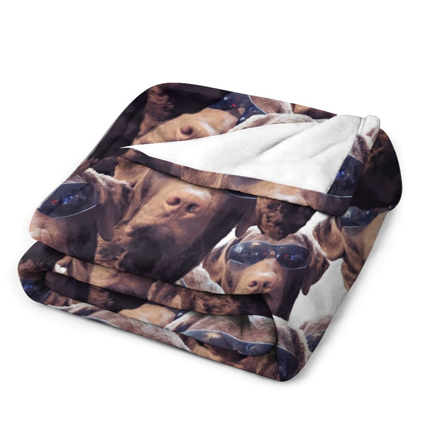 FOXY LADY _ LAB _ COLLAGE FACE DESIGN -Flannel Throw Blanket-60"x80"