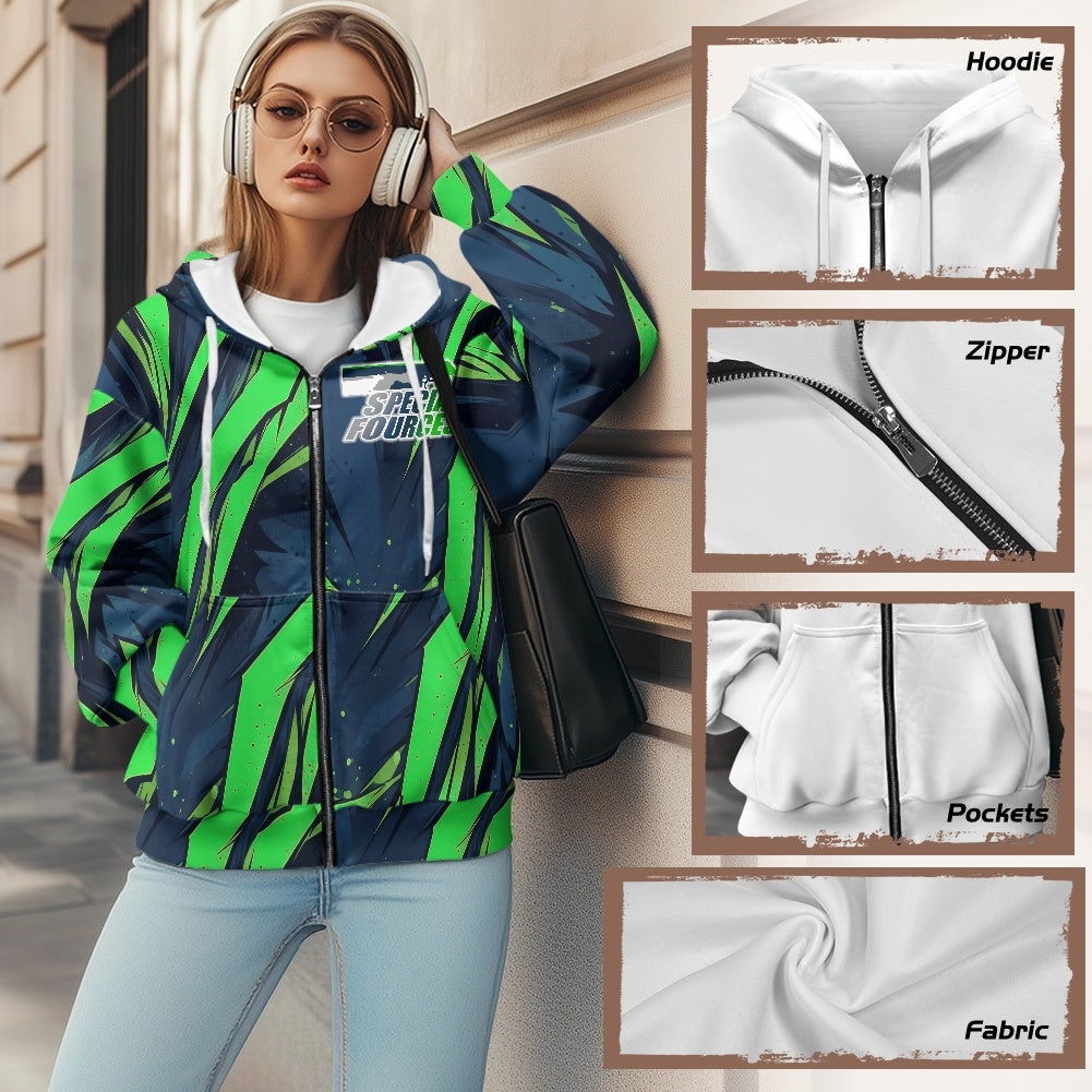 Ladies loose zipper sweatshirt