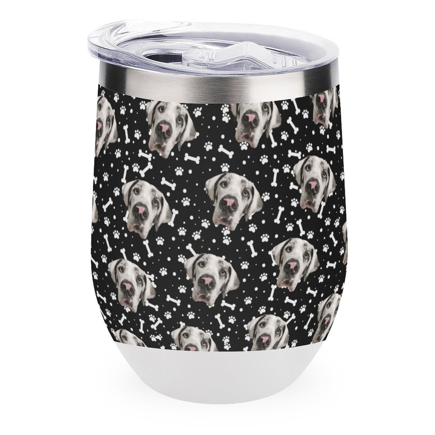 FACE w PAWS-n-BONES Wine Tumbler with Lid