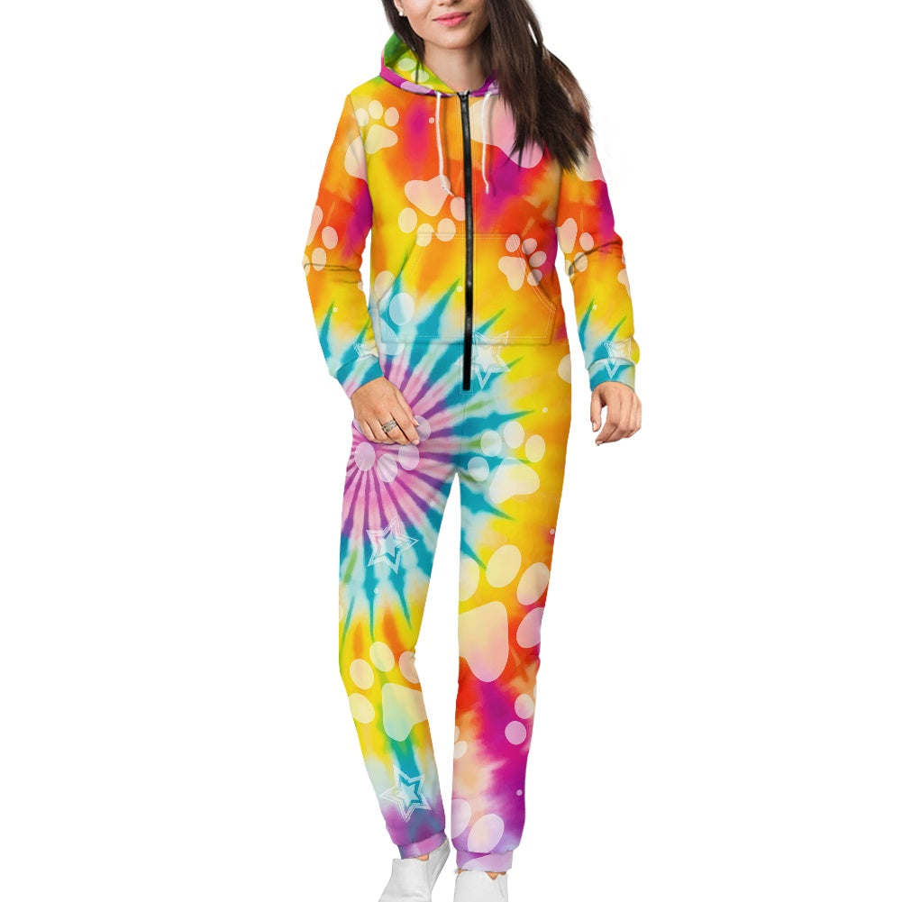 Women's hooded long sleeve jumpsuit