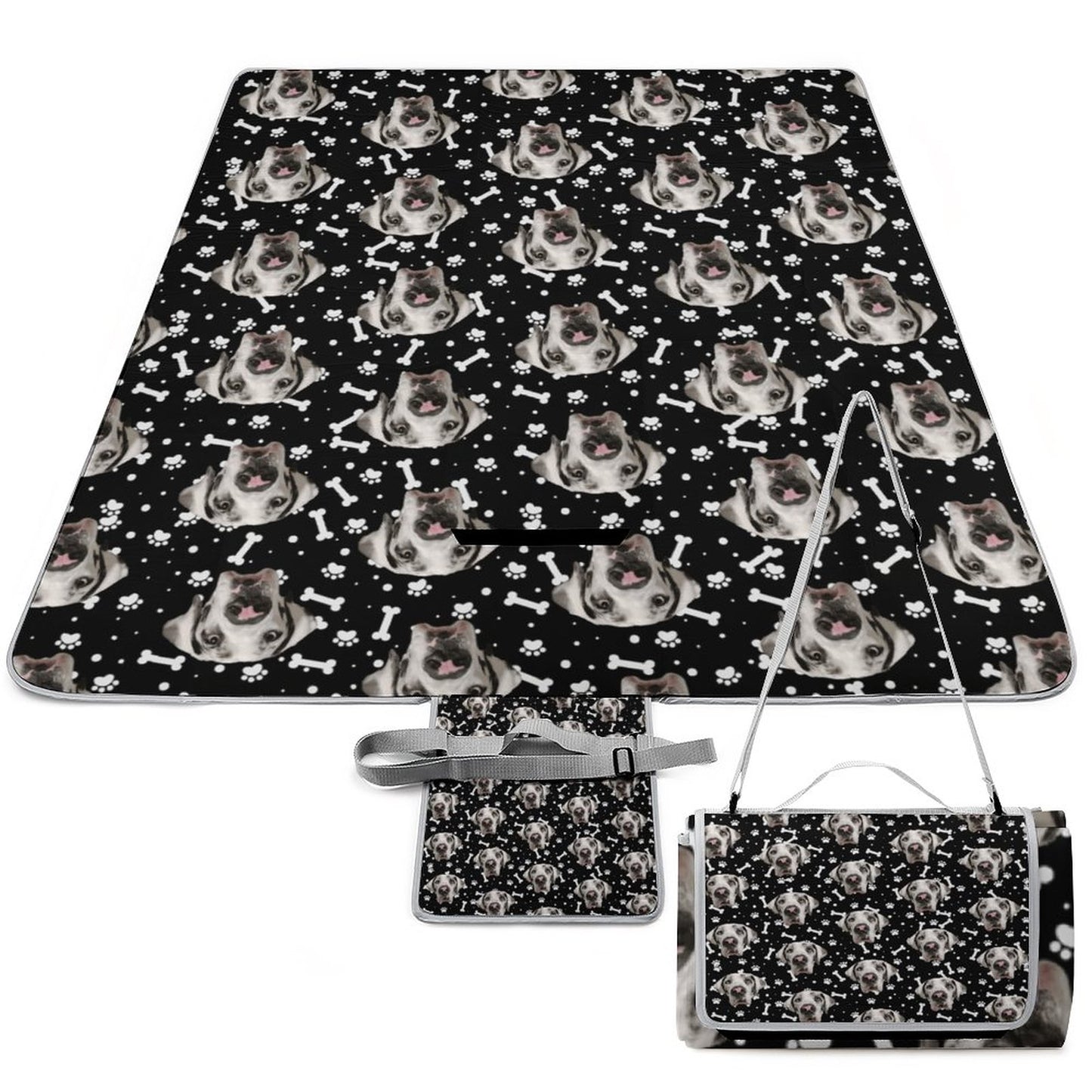 FACE w PAWS-n-BONES  Square Picnic Mat