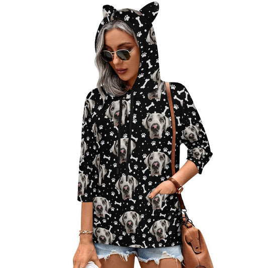 FACE w PAWS-n-BONES  Hooded Pullover