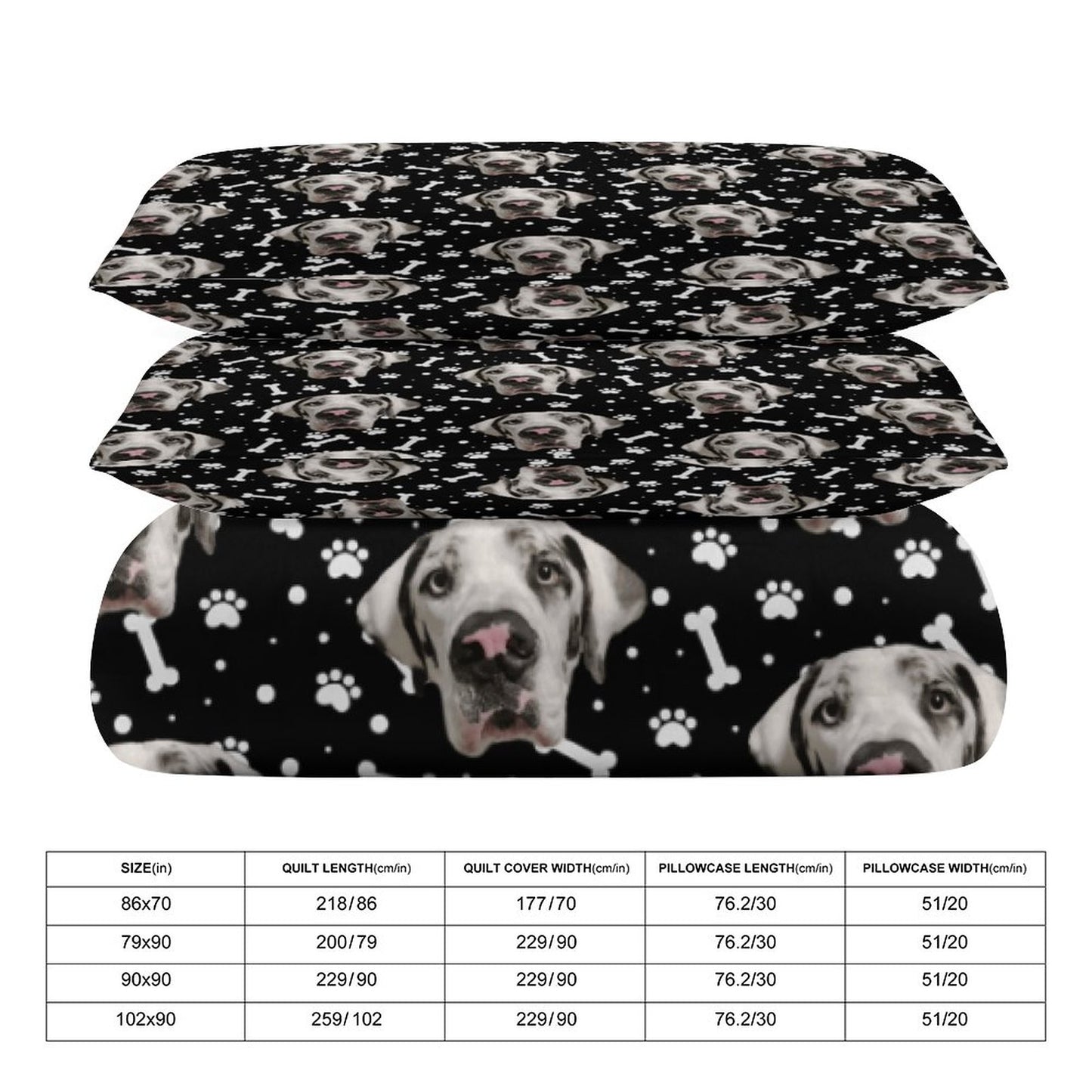 3-Piece Bedding Set-86"×70"/ 218×177cm (Dual-sidede Printing)