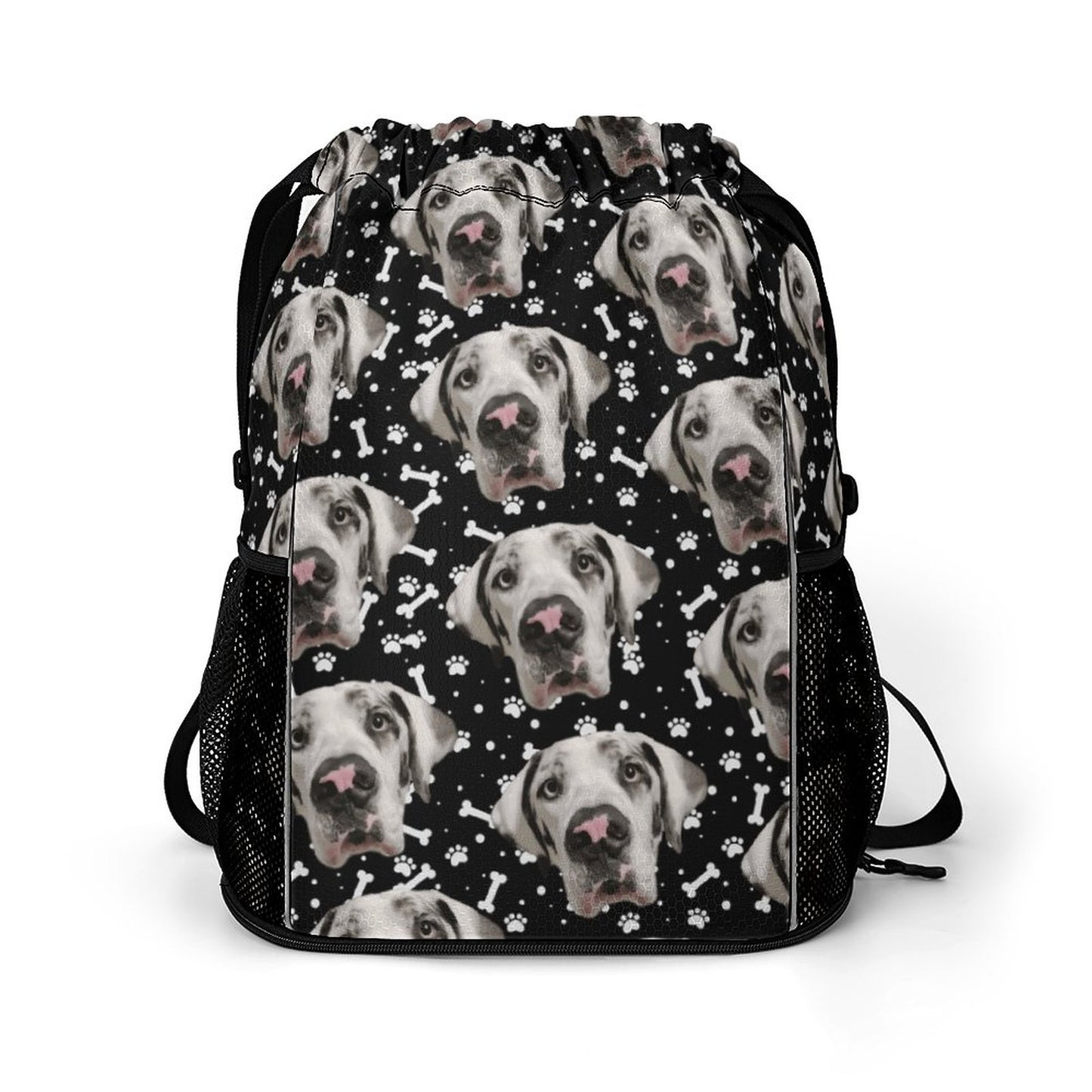 FACE w PAWS-n-BONES  Sprots Drawstring Bag