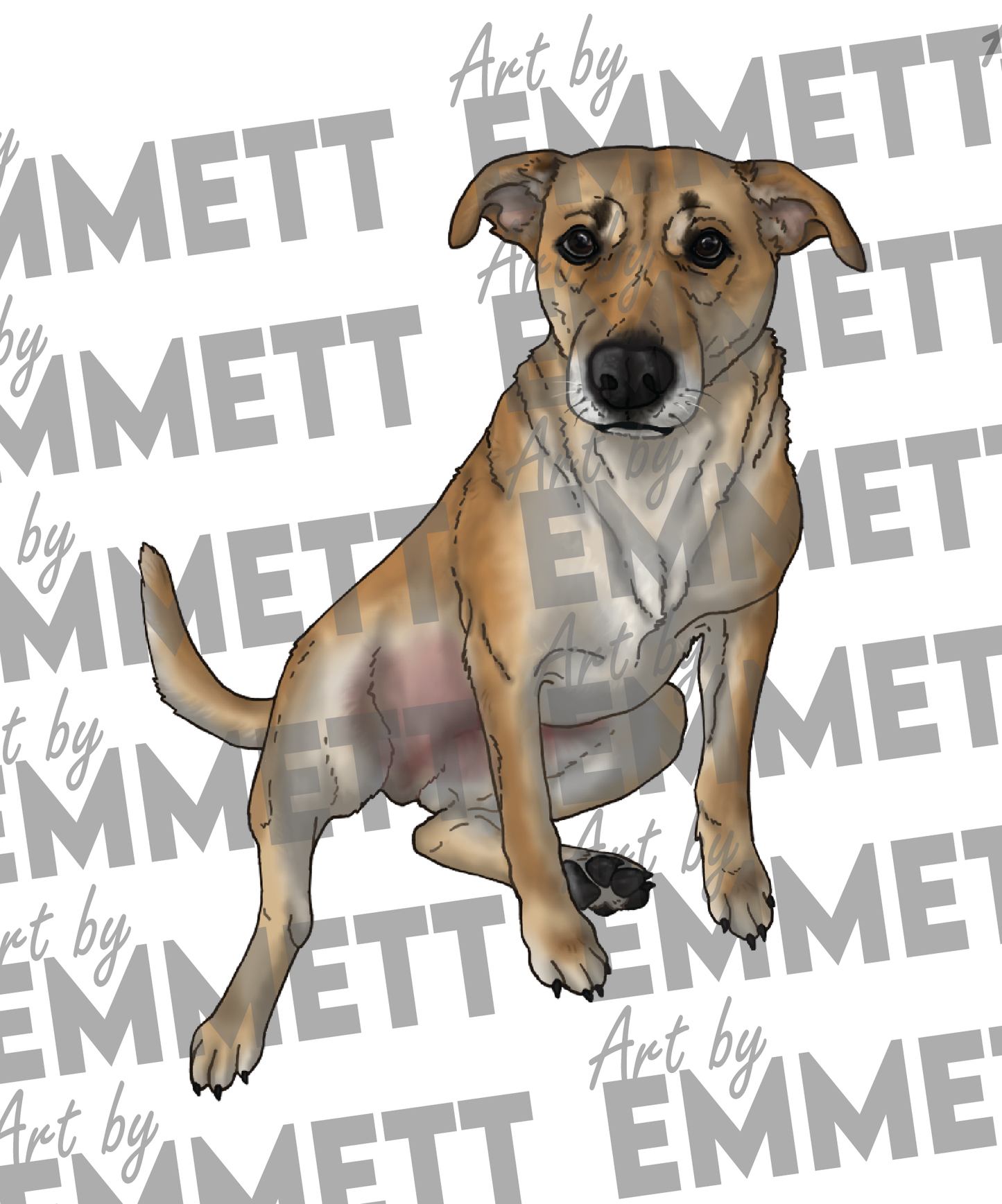 CUSTOM PET PORTRAIT - HAND DRAWN BY EMMETT