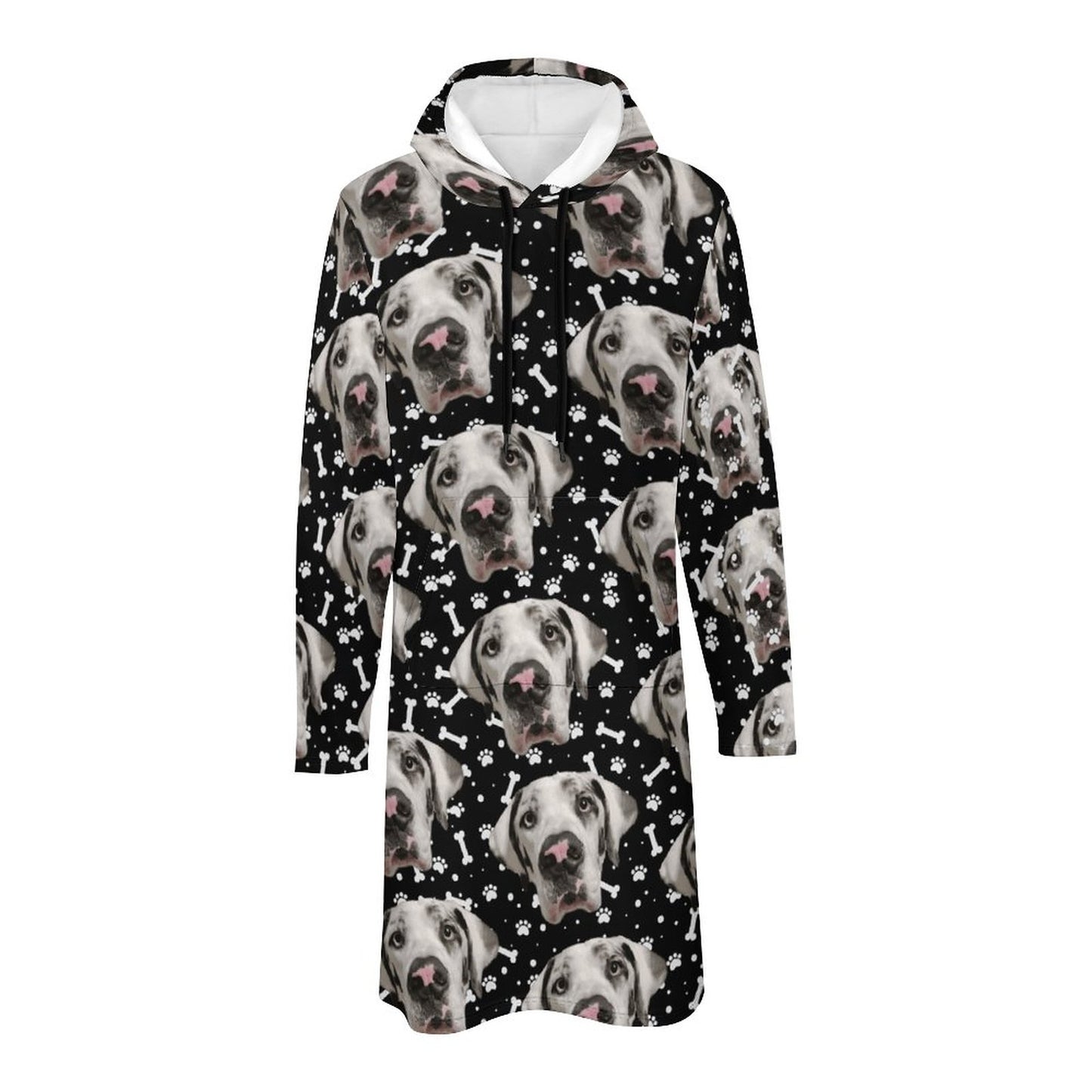 FACE w PAWS-n-BONES  Long Sleeve Hoodie Dress