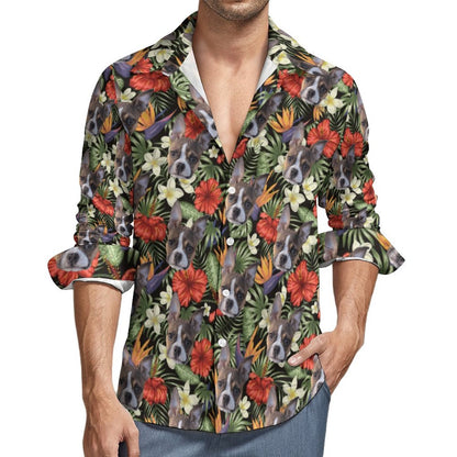 HAWAIIAN STYLE FACE - Men's Long Sleeve Shirt with Pocket