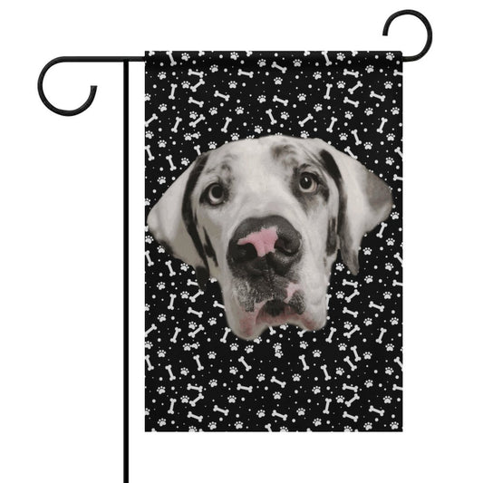 FACE w PAWS-n-BONES GARDEN FLAG  ( 2 Sides)-12"x18"