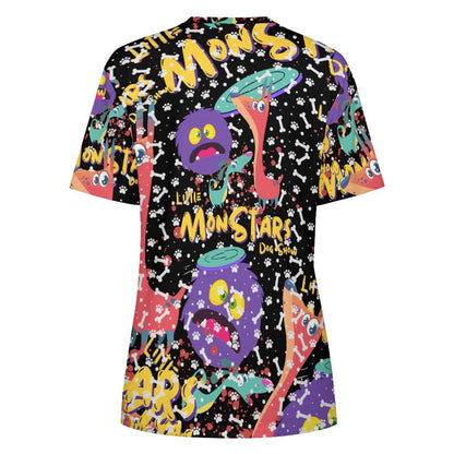 LITTLE MONSTERS  Ladies T-Shirts Cotton ay001 (All-Over Printing )
